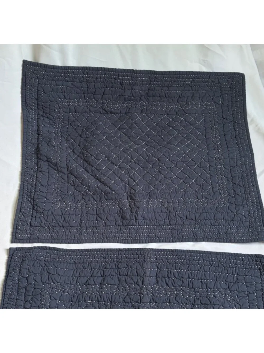Ralph Lauren Navy Blue Quilted Standard Pillow Shams Set Of 2 Cotton Classic